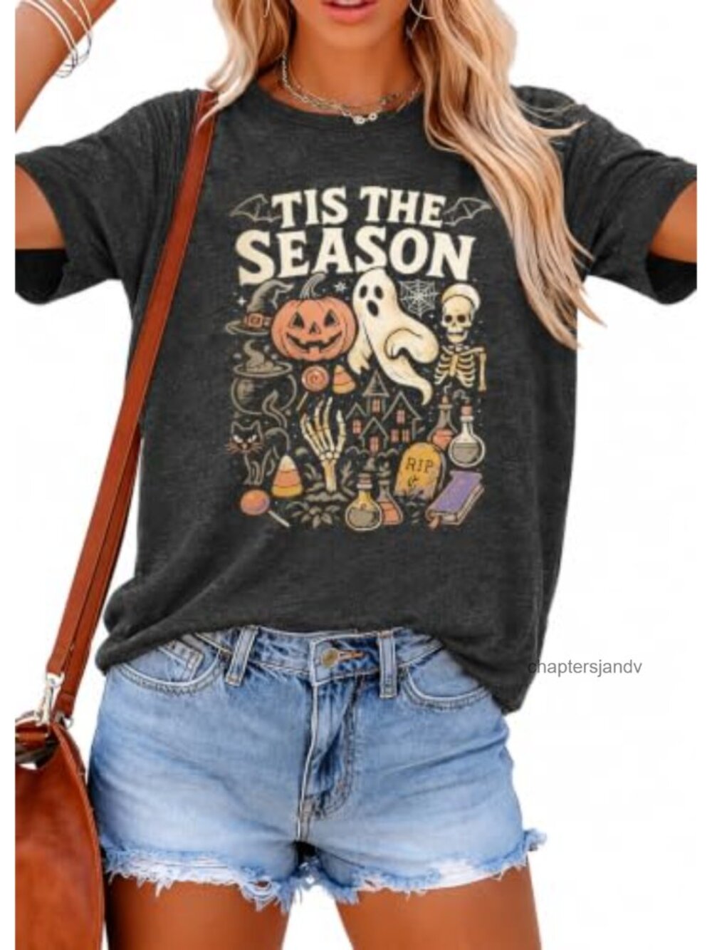 Spooky Season Women's Halloween Ghost Tee Short Sleeve Crew Neck Top